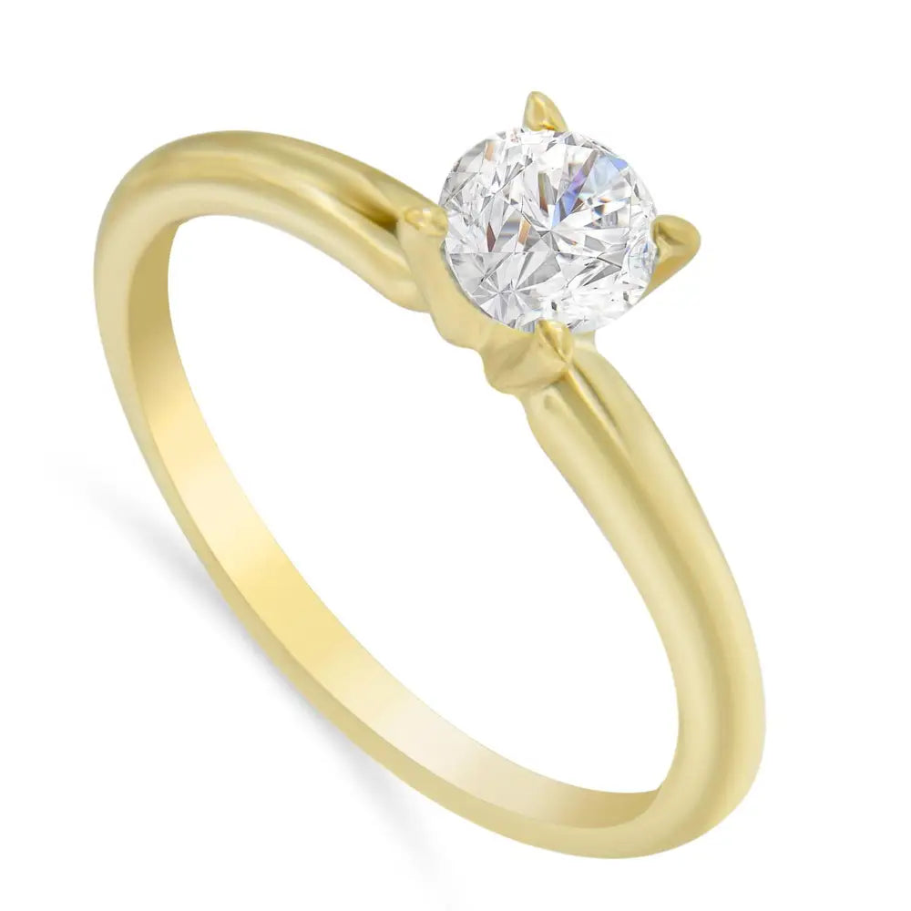 Gia Certified 14k Gold Half Carat Diamond Solitaire Engagement Ring