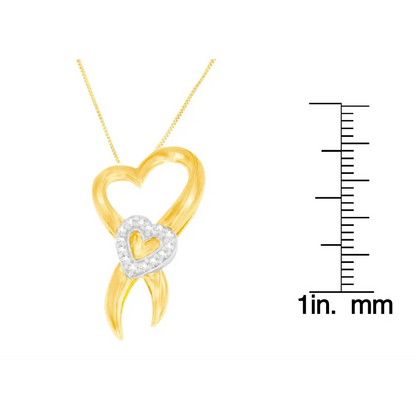 Glistening 10k Two-tone Gold Cttw Diamond Heart Pendant Necklace