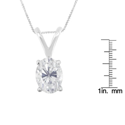 Glorious Igi Certified 10k White Gold Prong Set Diamond Oval Pendant