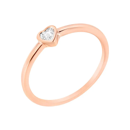 Heart Shaped Promise Ring in 14k Rose Gold Plated Silver Miracle Set