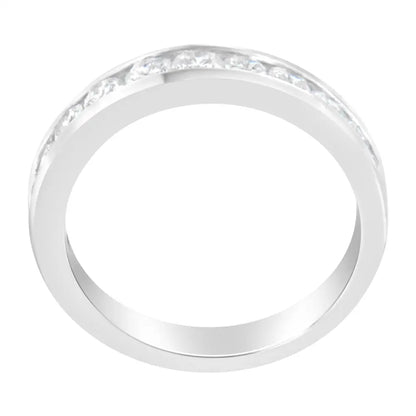 Igi Certified 1.0 Cttw Diamond 18k White Gold Channel-set Half-eternity Band Wedding Ring (e-f Color I1-i2 Clarity)