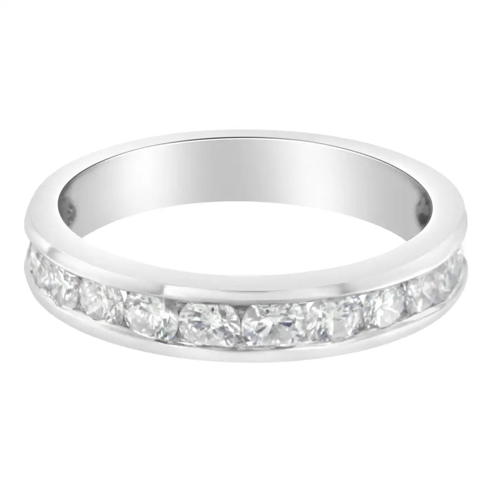 Igi Certified 1.0 Cttw Diamond 18k White Gold Channel-set Half-eternity Band Wedding Ring (e-f Color I1-i2 Clarity)