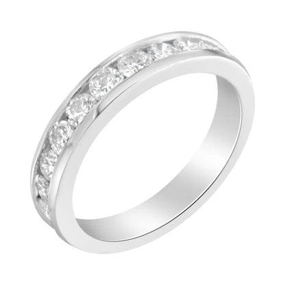 Igi Certified 1.0 Cttw Diamond 18k White Gold Channel-set Half-eternity Band Wedding Ring (e-f Color I1-i2 Clarity)