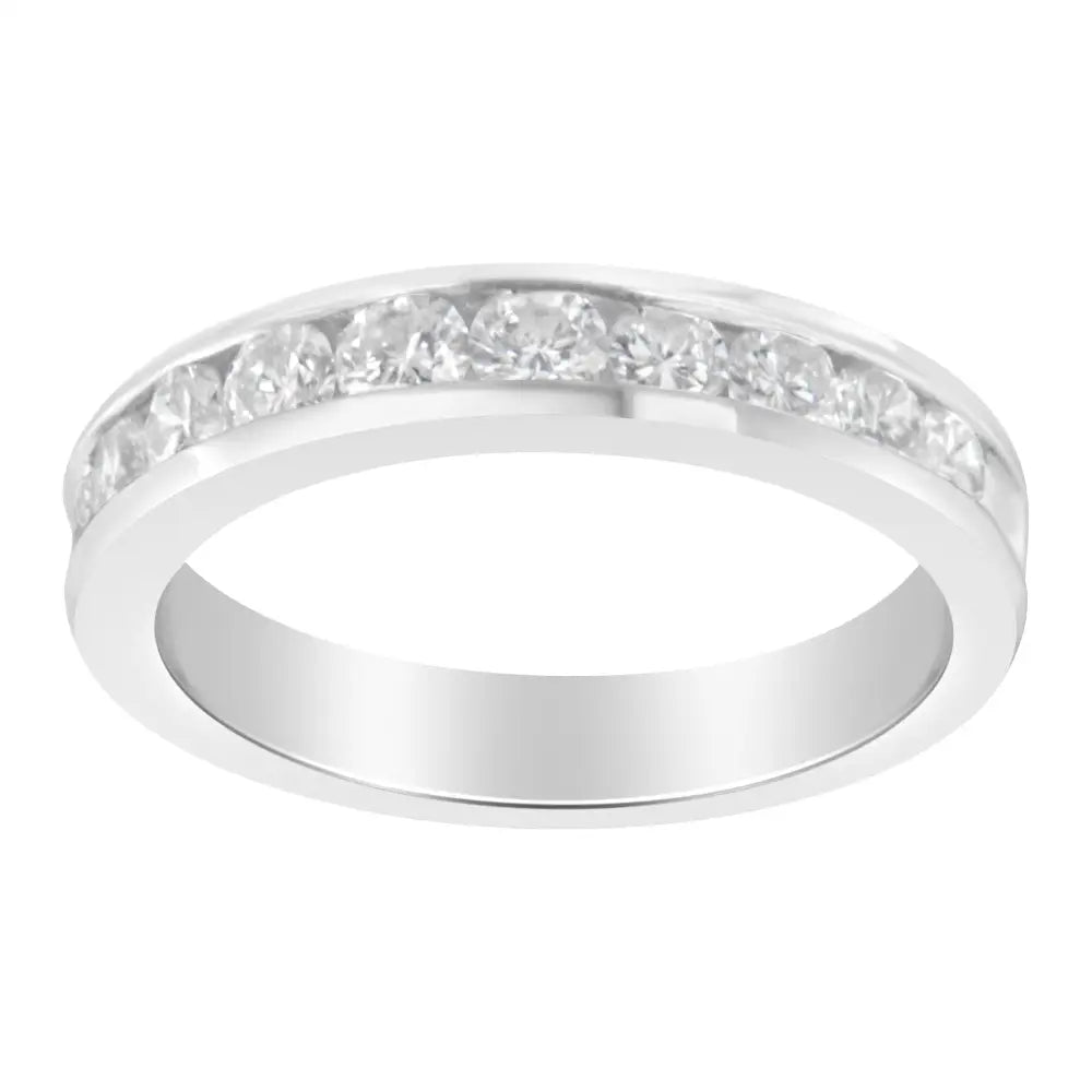 Igi Certified 1.0 Cttw Diamond 18k White Gold Channel-set Half-eternity Band Wedding Ring (e-f Color I1-i2 Clarity)