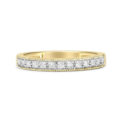 Igi Certified 1/4 Cttw Diamond 10k Yellow Gold Prong Set Beaded Milgrain Band Style Ring (j-k Color I2-i3 Clarity)