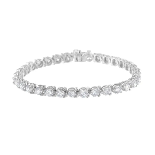 Igi Certified 10.0 Cttw Round-brilliant Diamond 14k White Gold Martini Style 7’’ Tennis Bracelet (g-h Color I1-i2