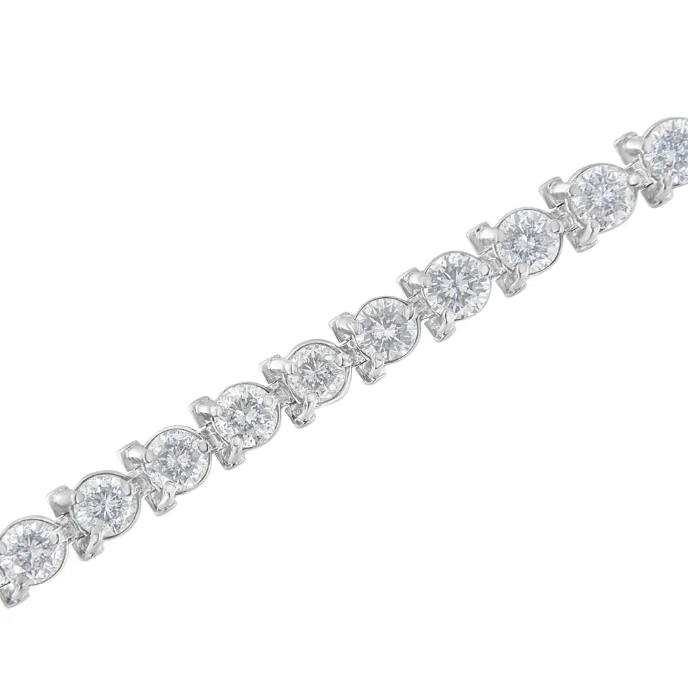 Igi Certified 10.0 Cttw Round-brilliant Diamond 14k White Gold Martini Style 7’’ Tennis Bracelet (g-h Color I1-i2