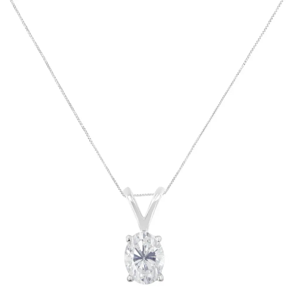 Igi Certified 10k White Gold 3/8 Cttw Prong Set Diamond Oval Pendant Necklace (i-j Color I1 Clarity) - Size 18’’