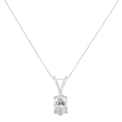 Igi Certified 10kt White Gold Diamond Oval Pendant Necklace (1/3 Cttw H-i Color Si1-si2 Clarity) - Fine Jewelry