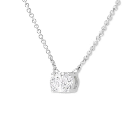 Igi Certified 14k White Gold 1/2 Cttw Lab Grown Oval Shape Solitaire Diamond East West 18’’ Pendant Necklace (e-f