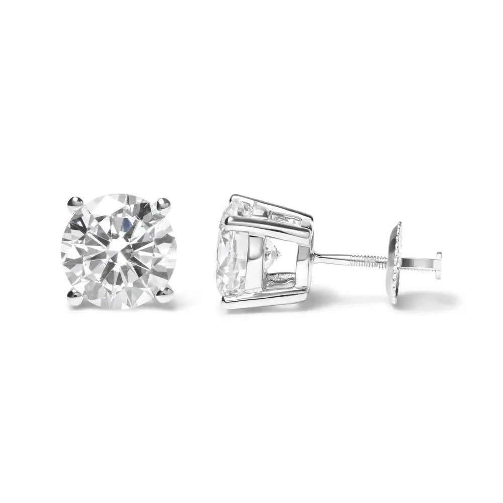 Igi Certified 14k White Gold 5.00 Cttw Round Brilliant-cut Lab Grown Diamond Classic 4-prong Stud Earrings with Screw