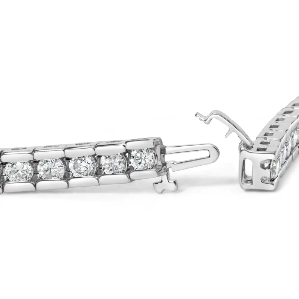 Igi Certified 14k White Gold 6.0cttw Channel Set Round Diamond Tennis Bracelet (i-j Color I1-i2 Clarity) - 7’’