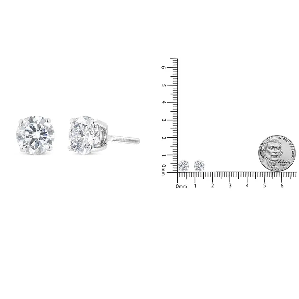 Igi Certified 14k White Gold Lab Grown 4 Prong Push Back Diamond Stud Earrings (g-h Color Vs2-si1 Clarity) - Fine