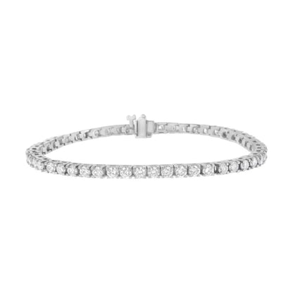 Igi Certified 5-3/4 Cttw Round-brilliant Diamond 14k White Gold 7” Hinged Tennis Bracelet (h-i Color I1-i2 Clarity)