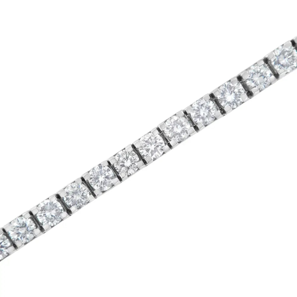 Igi Certified 5-3/4 Cttw Round-brilliant Diamond 14k White Gold 7” Hinged Tennis Bracelet (h-i Color I1-i2 Clarity)