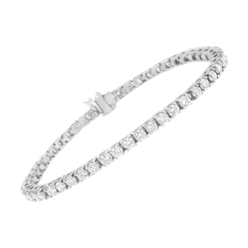 Igi Certified 5-3/4 Cttw Round-brilliant Diamond 14k White Gold 7” Hinged Tennis Bracelet (h-i Color I1-i2 Clarity)