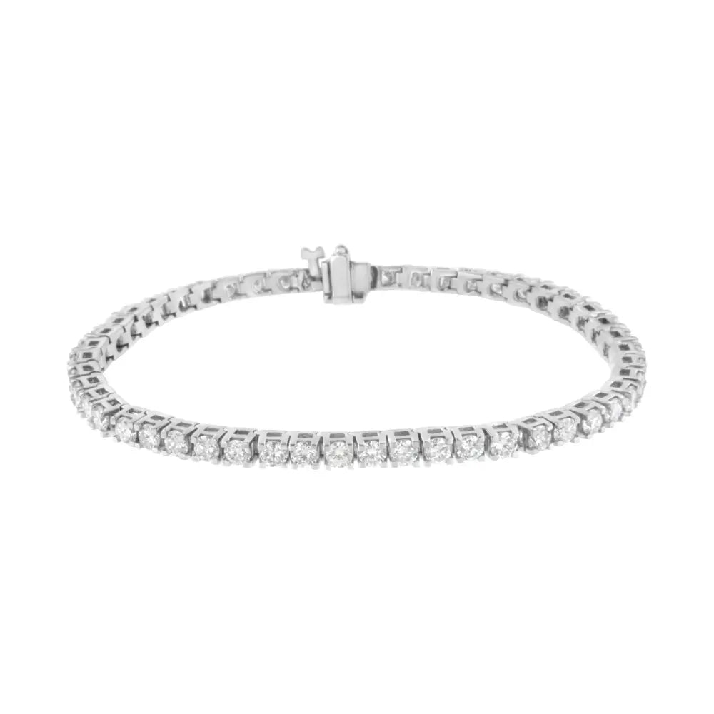 Igi Certified 5-3/4 Cttw Round-brilliant Diamond 14k White Gold 7” Hinged Tennis Bracelet (h-i Color I1-i2 Clarity)