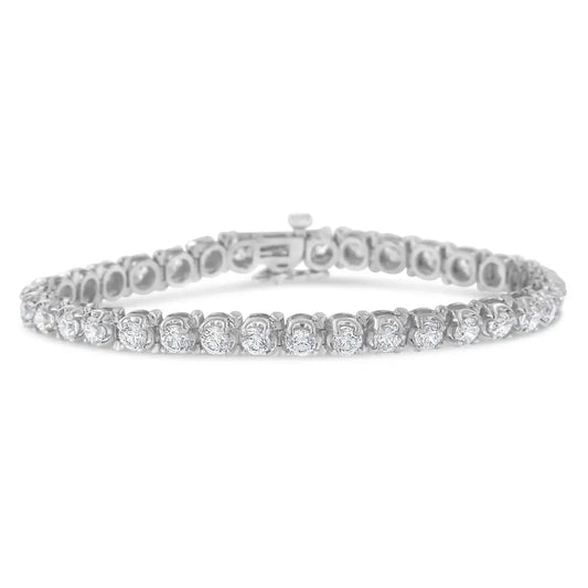 Igi Certified 7.0 Cttw Round-brilliant Diamond 14k White Gold 7” Hinged Tennis Bracelet (h-i Color I1-i2 Clarity)