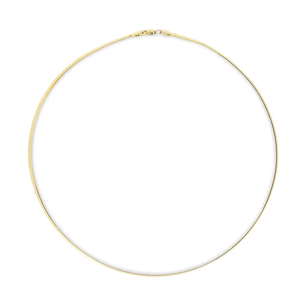 Imperial Herringbone Chain Necklace in Solid 14k Gold for All Styles - Yellow