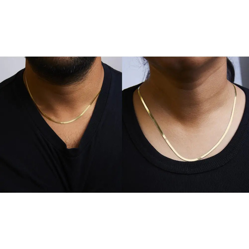 Imperial Herringbone Chain Necklace in Solid 14k Gold for All Styles - Yellow