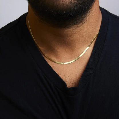 Imperial Herringbone Chain Necklace in Solid 14k Gold for All Styles - Yellow