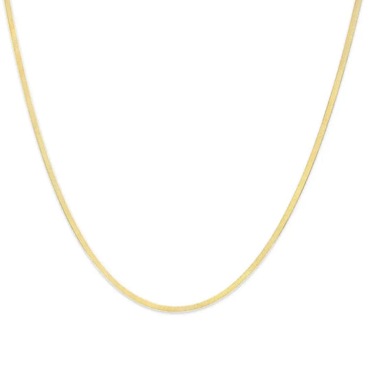 Imperial Herringbone Chain Necklace in Solid 14k Gold for All Styles - Yellow