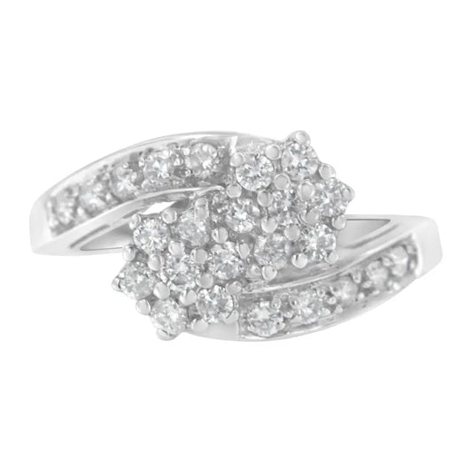 Lustrous 14kt White Gold Diamond Cluster Ring with Brilliant Sparkle - 7