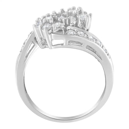 Lustrous 14kt White Gold Diamond Cluster Ring with Brilliant Sparkle - 7