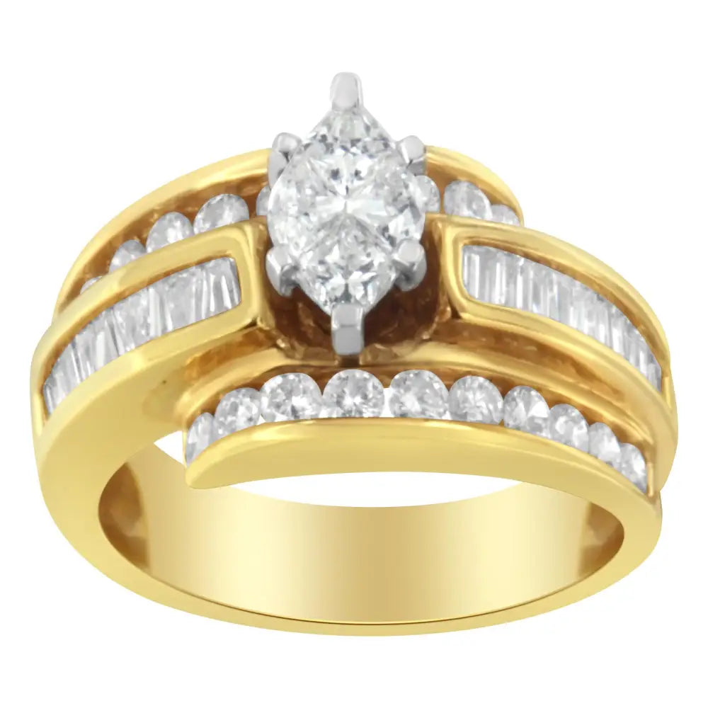 Luxurious 14kt Two-toned Diamond Cocktail Ring with Stunning Clarity - 7