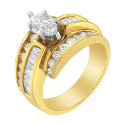 Luxurious 14kt Two-toned Diamond Cocktail Ring with Stunning Clarity - 7