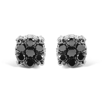 Men’s 10k Yellow Gold 1.00 Cttw White and Black Treated Diamond Earring (black / I-j Color I2-i3 Clarity) - Fine