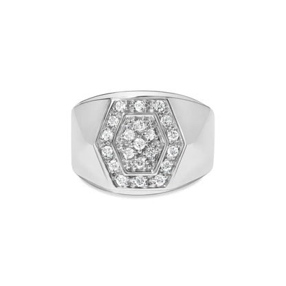 Men’s.925 Sterling Silver 1/2 Cttw Multi-diamond Hexagon Frame Ring (i-j Color I3 Clarity) - Fine Jewelry us Direct