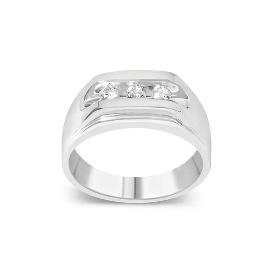 Men’s.925 Sterling Silver 1/3 Cttw Diamond Channel Set 3 Stone Ring Band (i-j Color I3 Clarity) - Fine Jewelry us Direct