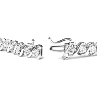 Miracle Set Diamond.25 Cttw Tennis Bracelet in.925 Sterling Silver