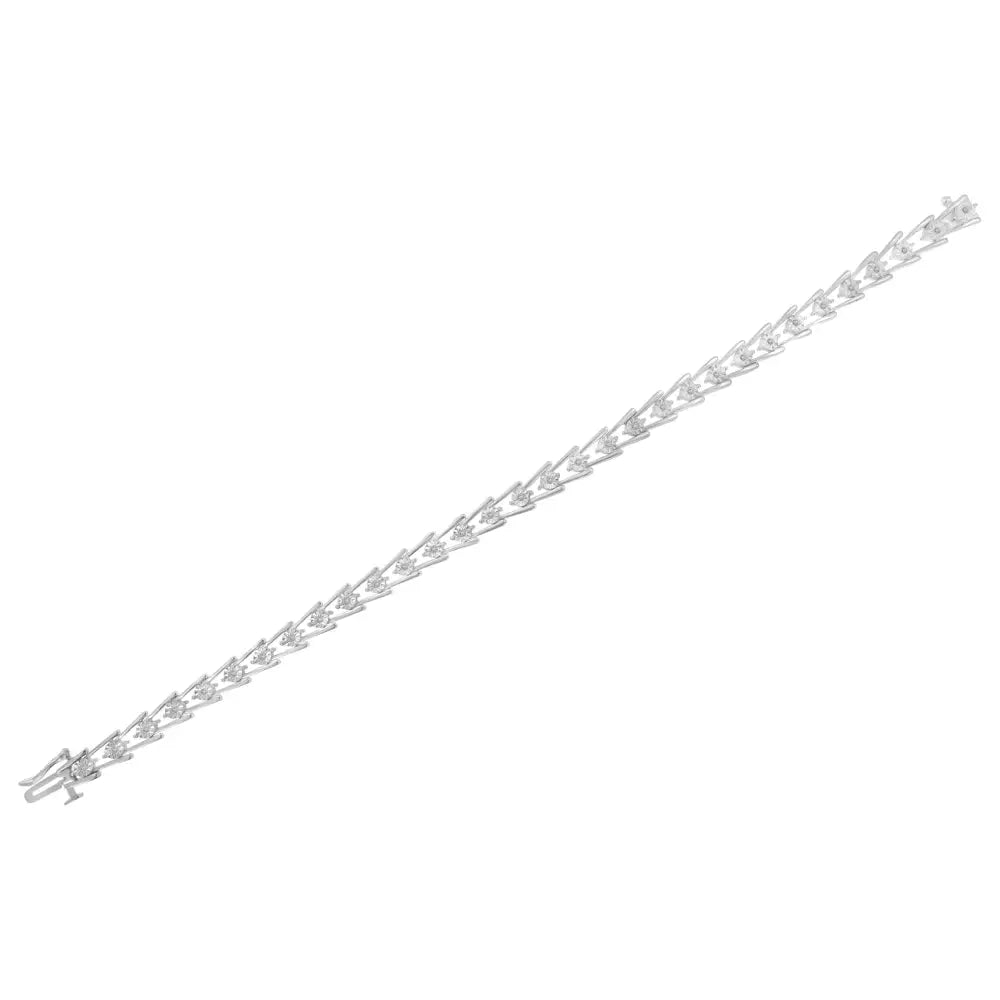 Miracle Set Diamond Sleek v Bracelet in.925 Sterling Silver