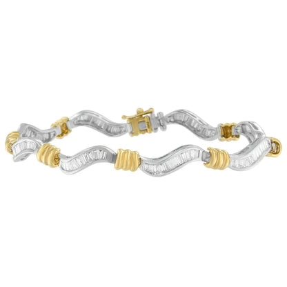 Original Classics 10k Two-tone Gold Baguette Cut Diamond Spiral Bracelet (2.00 Cttw H-i Color I1-i2 Clarity) - Fine