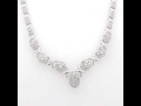 .925 Sterling Silver 1/2 cttw Diamond Cluster Necklace, 18" (I-J, I3 Clarity).