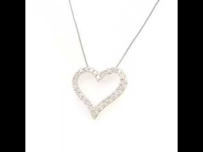 Elegant .925 Sterling Silver 2.0 Cttw Diamond Open Heart Necklace