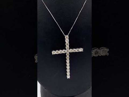 .925 Sterling Silver 1/4 Cttw Diamond Miracle Set Cross Pendant Necklace 18"