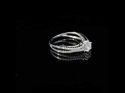 Stunning 14K White Gold Split Shank Engagement Ring – Size 7