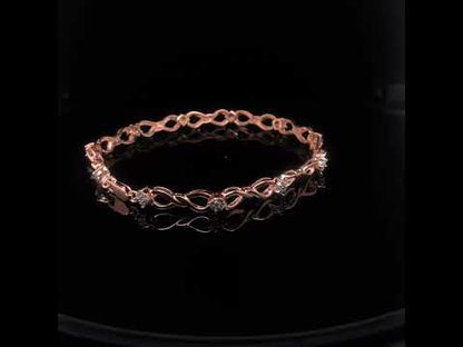 10K Rose Gold Plated Diamond Infinity Link Tennis Bracelet - 7”