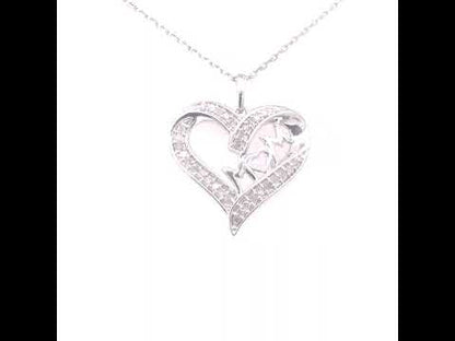 .925 Sterling Silver 1/4 Cttw Diamond Engraved "Mom" in Heart Pendant Necklace