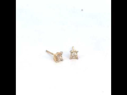 Ags Certified 14k Gold 4-prong Set Princess-cut Solitaire Diamond Earrings