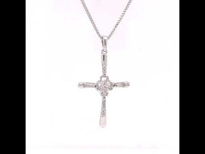 .925 Sterling Silver 1/10 Cttw Prong Set Diamond Cross 18" Pendant Necklace