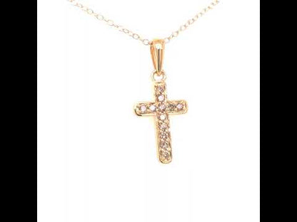 10K Yellow Gold Flashed .925 Silver 1/4 Cttw Champagne Diamond Cross Pendant