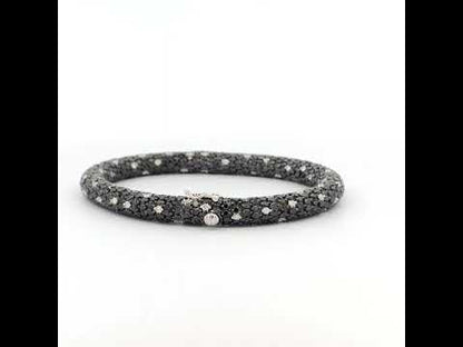 18K White Gold 20.0 Cttw Black and White Pave Diamond Snake Skin Bracelet