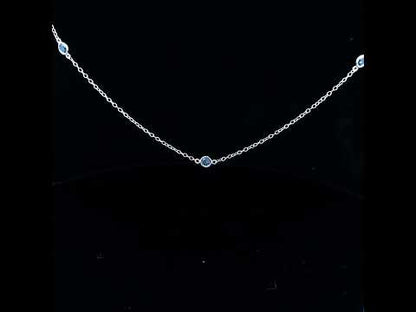 Sterling Silver Blue Diamond Yard Necklace for Women, I2-I3 Clarity, 1/2 cttw