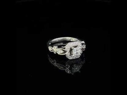 14K White Gold Diamond 3/4 Cttw Halo Engagement Ring - Size 7