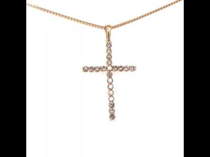 14K Yellow Gold Plated .925 Silver 1/2 Cttw Champagne Diamond Cross Pendant