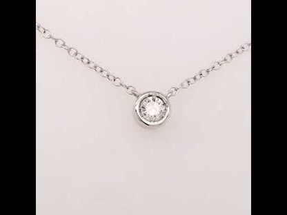 AGS Certified 10K Gold Bezel Set Round Diamond Solitaire Pendant Necklace H-I